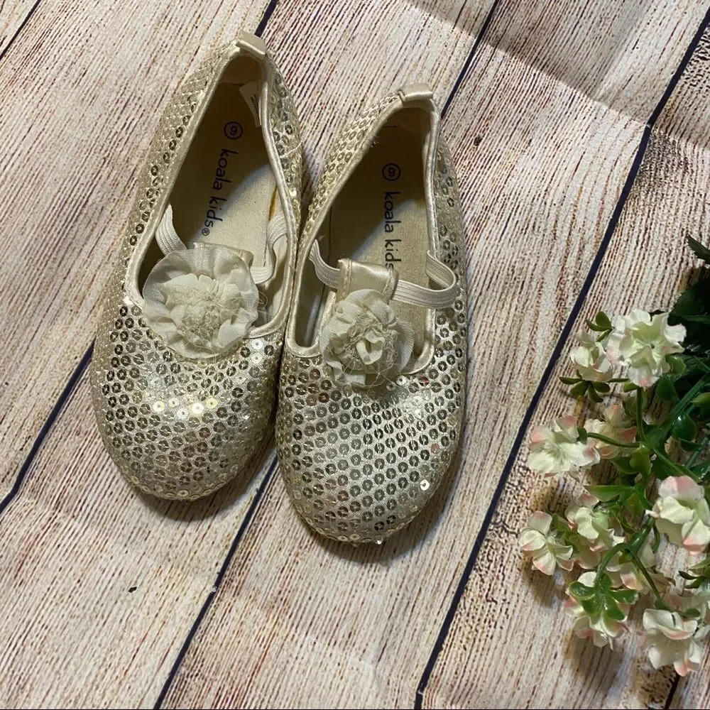 Koala kids  Toddler girls gold sparkly dress shoes